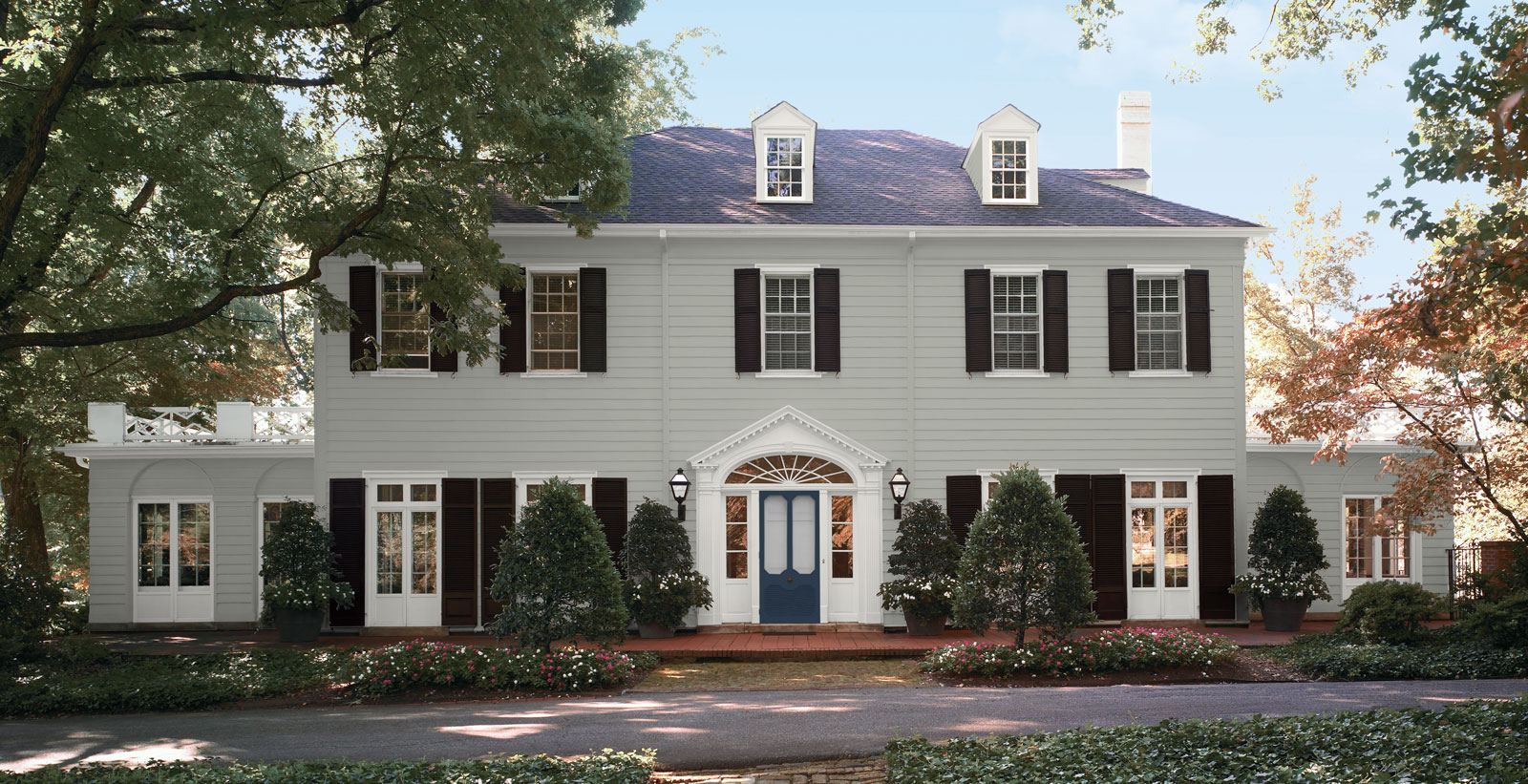 neutral classic colonial home exterior