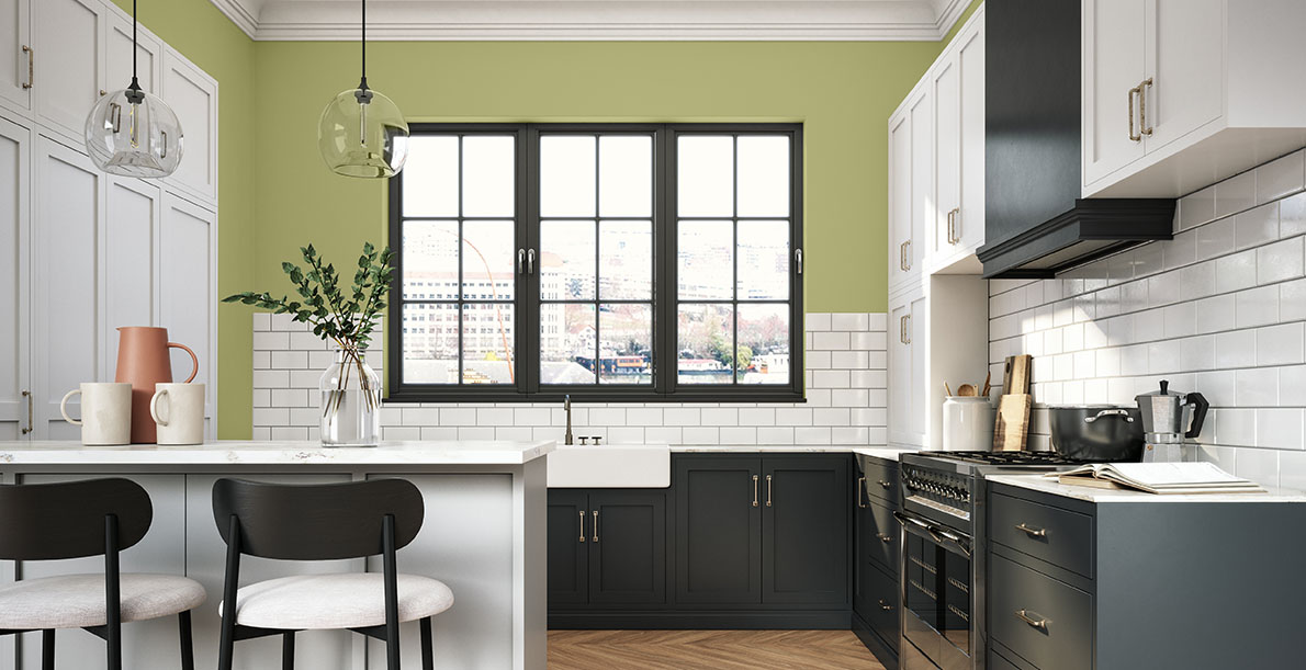 green modern bold & dramatic kitchen