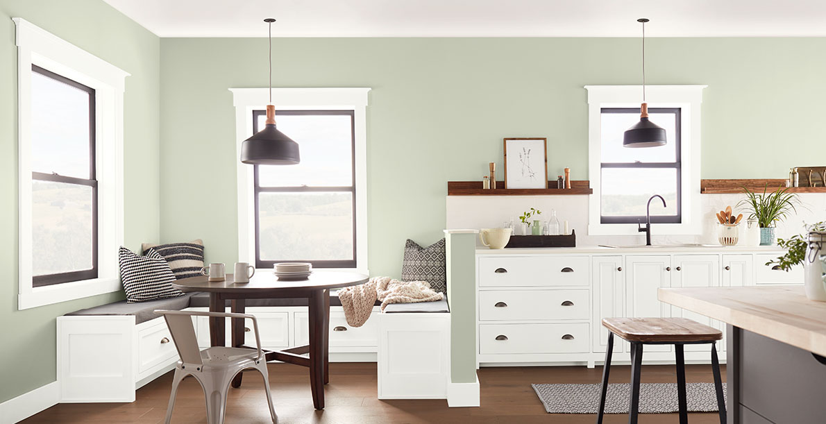 green casual cozy & inviting kitchen