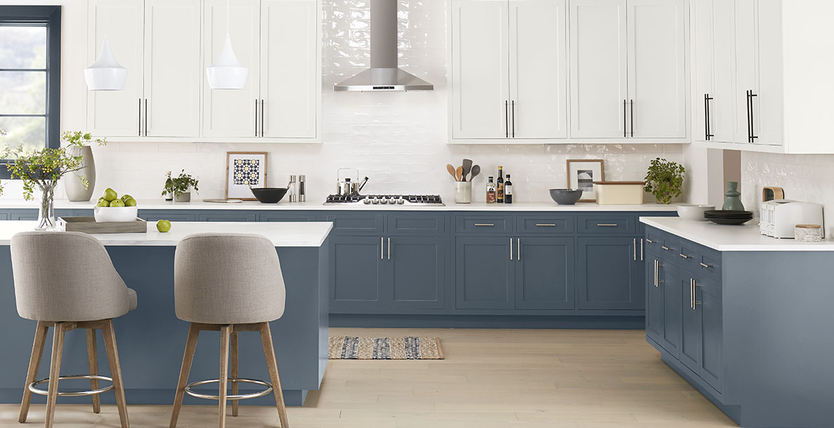 blue modern cozy & inviting kitchen