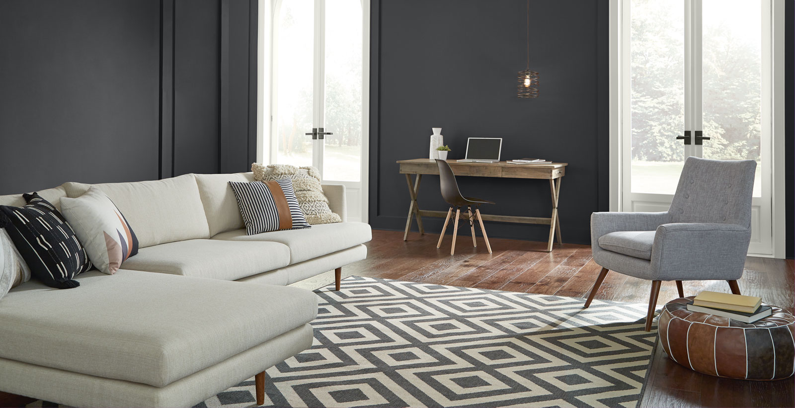 gray eclectic bold & dramatic living room