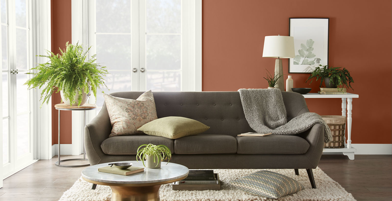 orange casual bold & dramatic living room