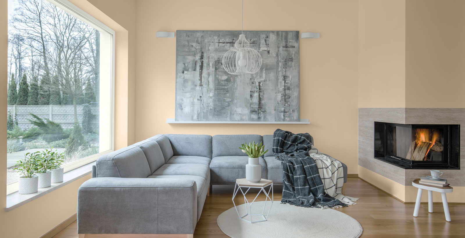 orange casual relaxed & serene living room