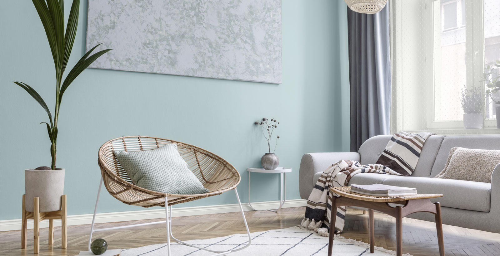 blue eclectic relaxed & serene living room
