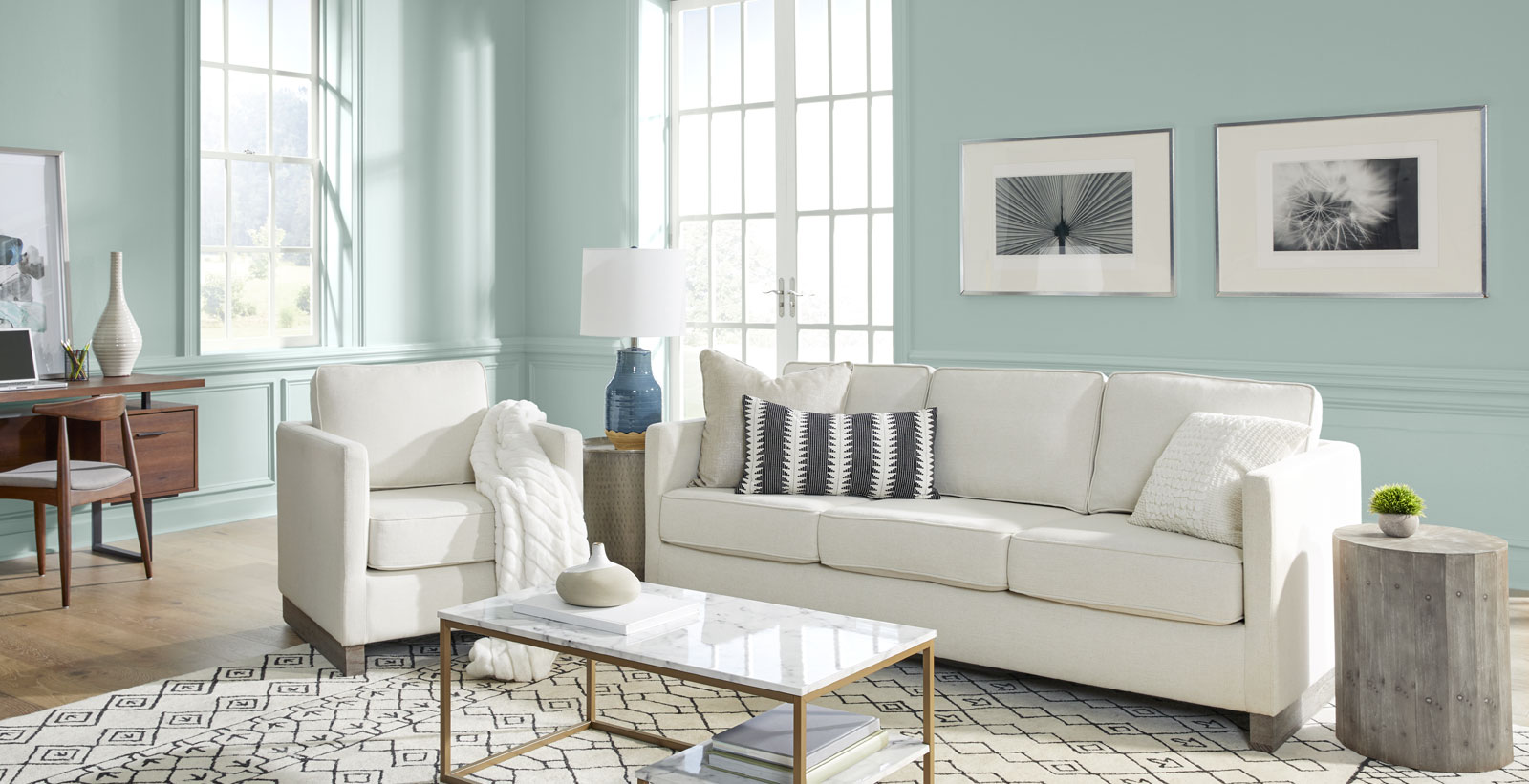 blue casual relaxed & serene living room