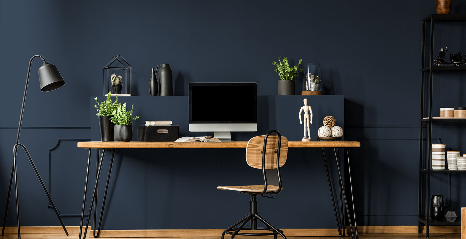 blue eclectic bold & dramatic office