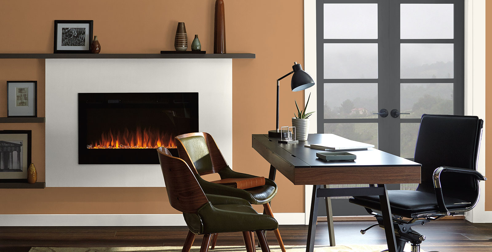 orange modern cozy & inviting office