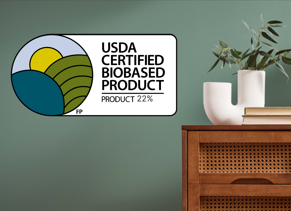 Painted wall with furniture and a USDA logo