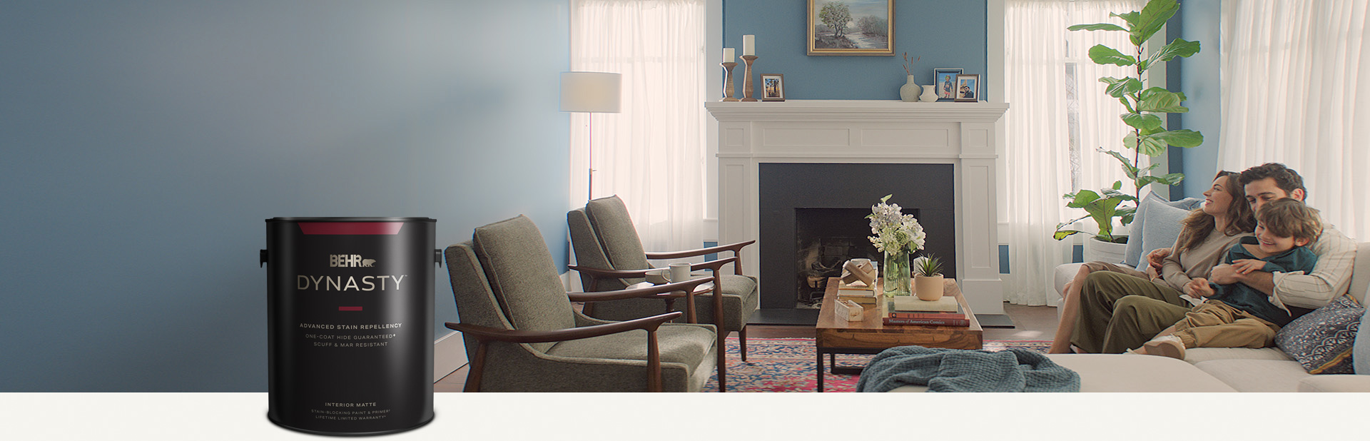 living room painted blue