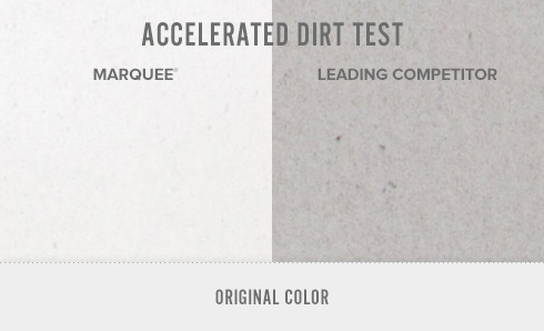 Accelerated dirt test showing Behr Marquee with white background