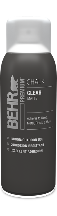 Can of Behr Premium Chalk Decorative Spray Paint Matte, Clear