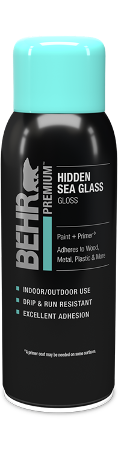 Can of Behr Premium Spray Paint Gloss, Hidden Sea Glass