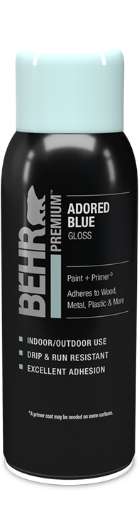 Can of Behr Premium Spray Paint Gloss, Adored Blue