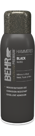 Can of Behr Premium Hammered Spray Paint Gloss, Black