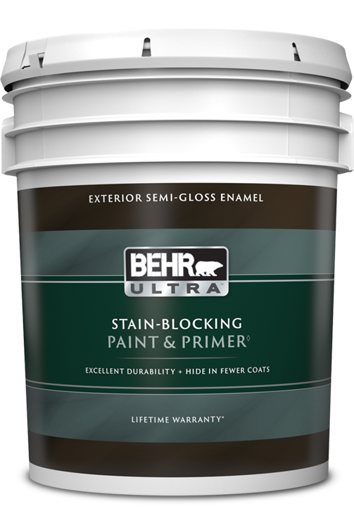 5 gal pail of Behr Ultra Exterior paint, semi-gloss