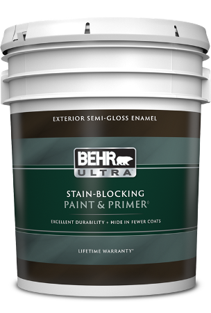 5 gal pail of Behr Ultra Exterior paint, semi-gloss