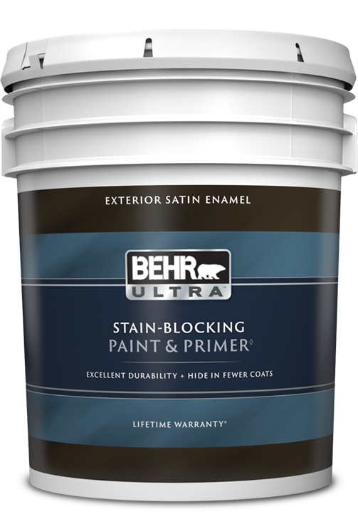 5 gal pail of Behr Ultra Exterior paint, satin enamel