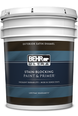 5 gal pail of Behr Ultra Exterior paint, satin enamel