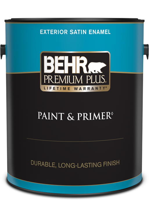 1 gal can of Behr Premium Plus exterior paint, satin enamel