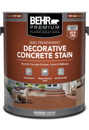 1 gal can of Behr Premium Decorative Concrete Stain, semi-transparent