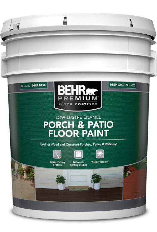 5 gal pail of Behr Premium Porch and Patio Floor Paint, Low-lustre
