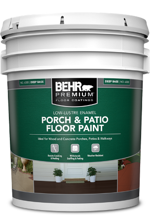 5 gal pail of Behr Premium Porch and Patio Floor Paint, Low-lustre