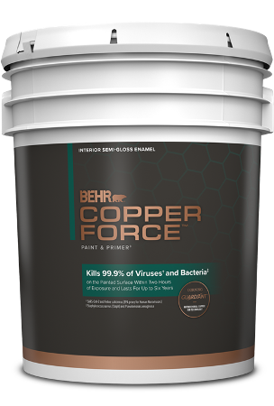 5 gal can of Copper Force Interior Paint, semi-gloss enamel
