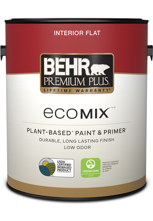 1 gal can of BEHR PREMIUM PLUS ECOMIX interior paint, flat