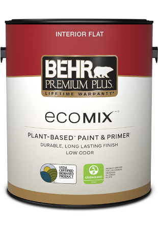 1 gal can of BEHR PREMIUM PLUS ECOMIX interior paint, flat