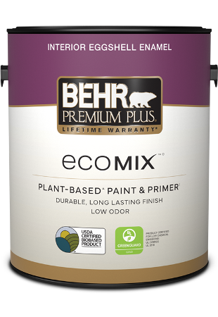 1 gal can of BEHR PREMIUM PLUS ECOMIX interior paint, eggshell