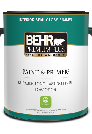 1 gal can of Behr Premium Plus interior paint, semi-gloss
