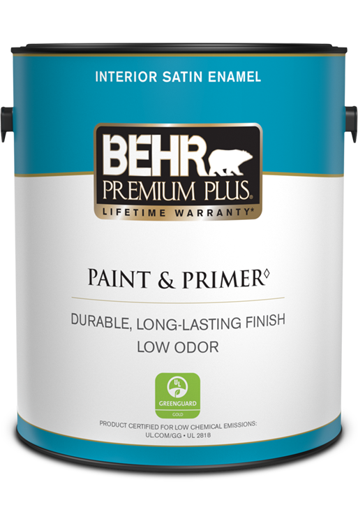 1 gal can of Behr Premium Plus interior paint, satin enamel