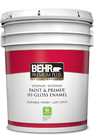 5 gal pail of Premium Plus Interior/Exterior Hi-Gloss Enamel Paint & Primer