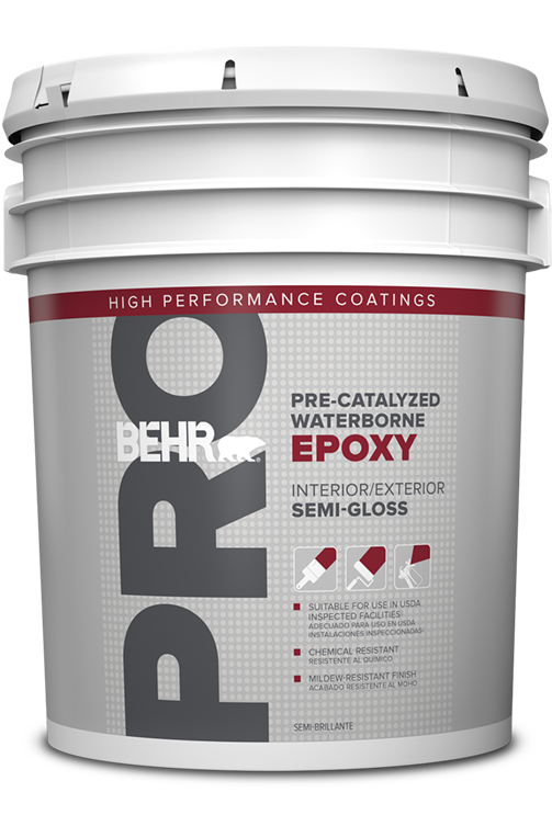 5 gallon of BEHR PRO Pre-Catalyze Waterborne Epoxy Semi-Gloss HP150