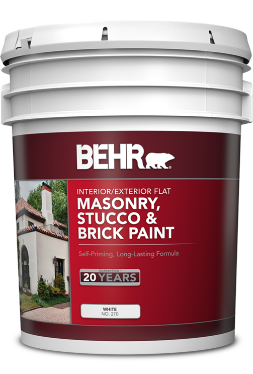 5 gal pail of Behr Masonry Stucco and Brick Paint, flat