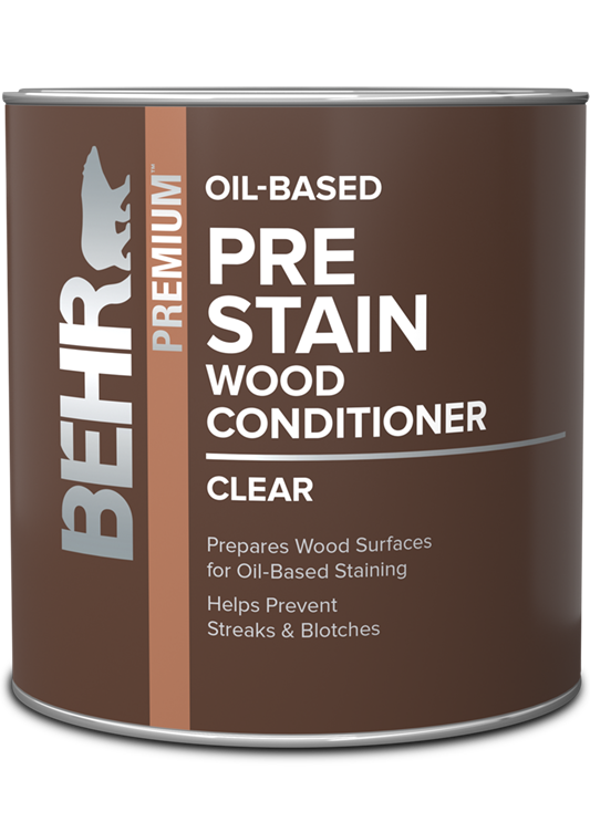 1 quart can of Behr Premium Oil Based Pre-Stain Wood Conditioner, interior