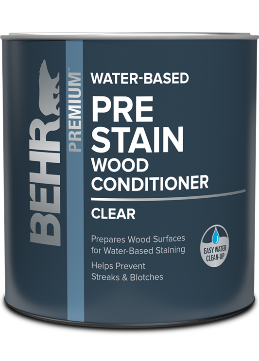 1 quart can of Behr Premium Water Based Pre Stain Wood Conditioner, interior