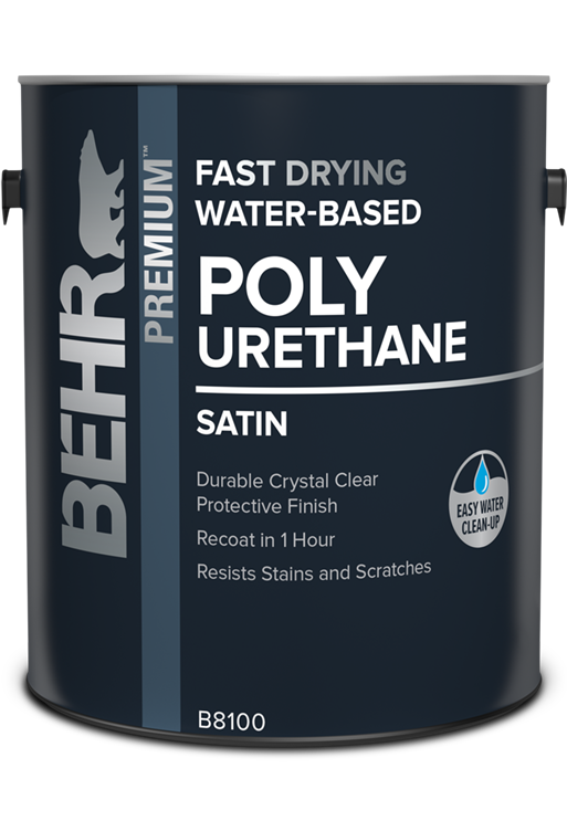 1 gallon can of Behr Premium Fast Drying Water Based Poly Urethane, interior