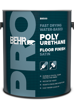 1 gallon can of Behr Fast Drying Water Based Poly Urethane Floor Finish satin, interior