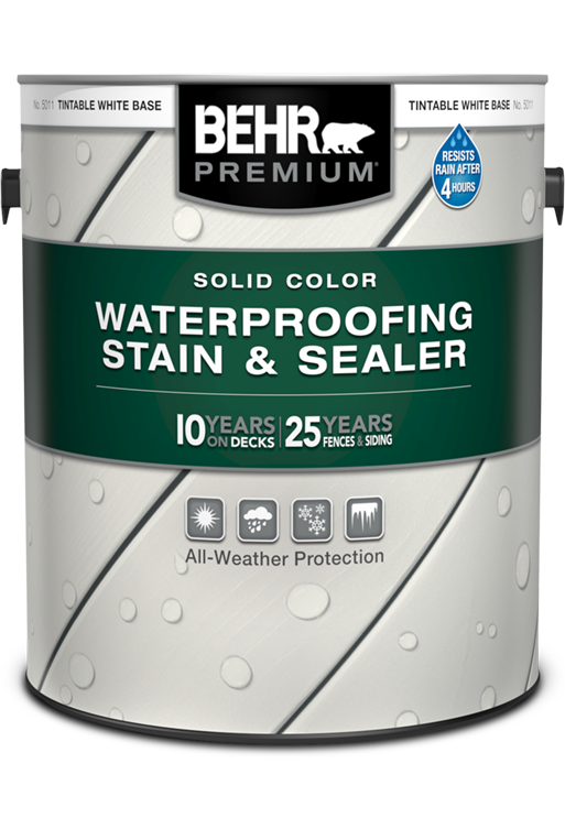 1 gal can of Behr Premium Solid Color Waterproofing Stain and Sealer