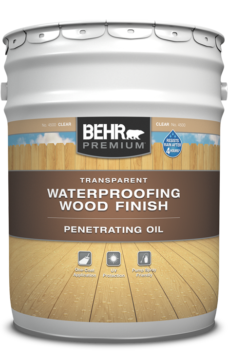 5 gal pail of Behr Premium Transparent Waterproofing Wood Finish Penetrating Oil