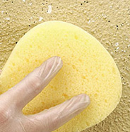 Use sponge to wet the area.
