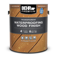 One gallon can of transparent waterproofing wood finish