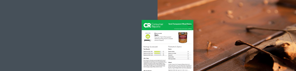 Behr Semi-Transparent Wood Stain Consumer Reports on a deck wood background image