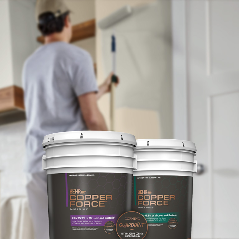 Image of the product line up image of BEHR Copper Force Interior Paint