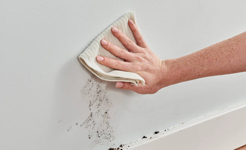image of a hand wiping down a messy wall