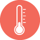 Orange circle with white thermometer icon