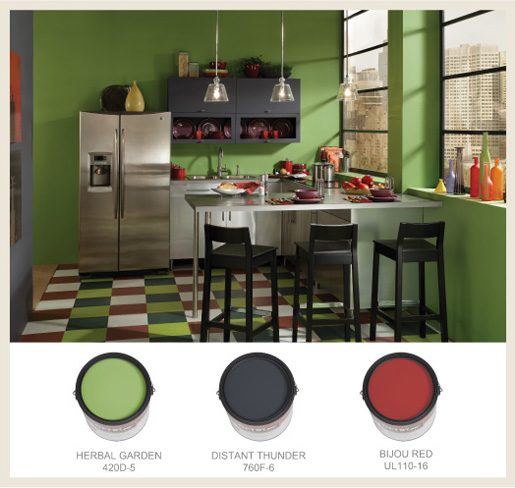 Green and red kitchen Cans Border