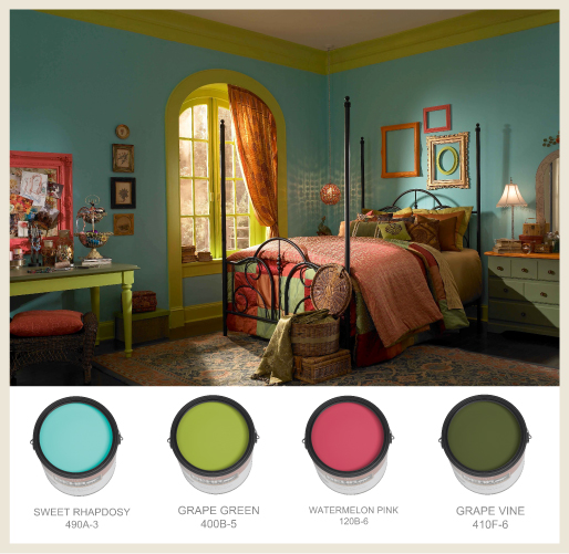 green bedroom Colorfully BEHR
