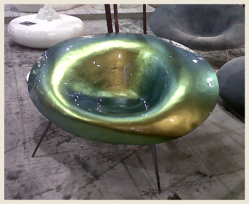 Opalescent iridescent green chair